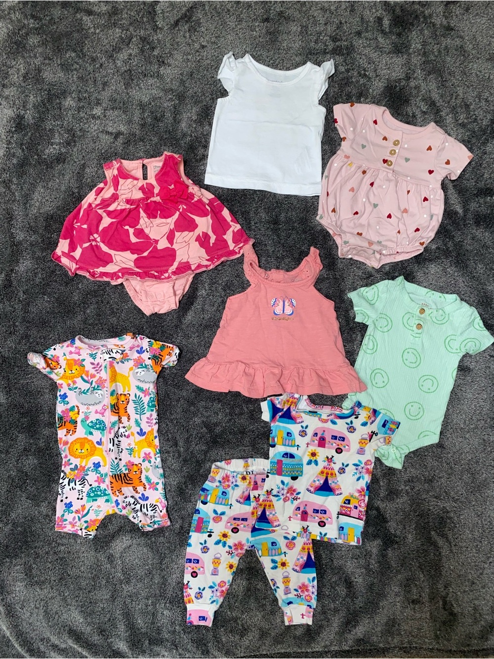8-Piece Baby Girl Summer Bundle 0-3 Months | Cute Matching Set Included
